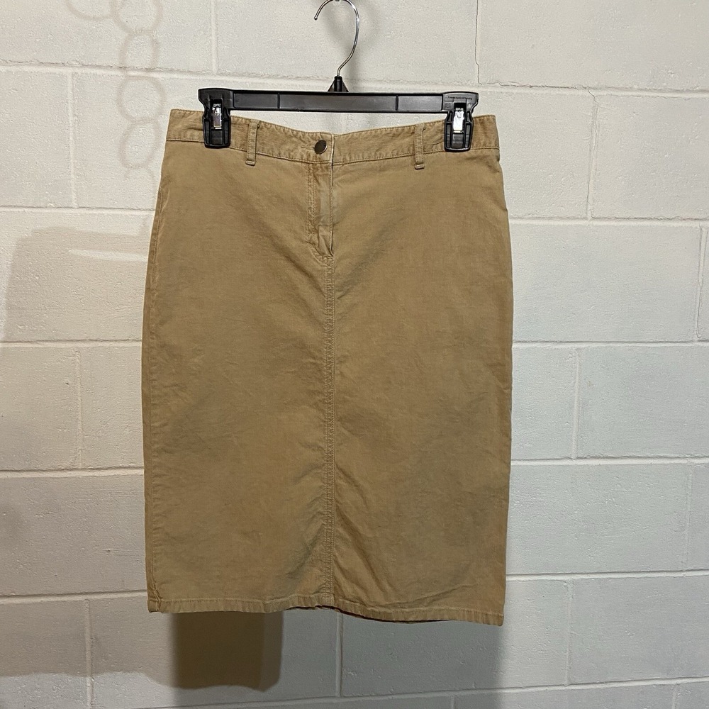 Theory Women's Corduroy Skirt 4 Washed Taupe Knee Length Stretch Career City